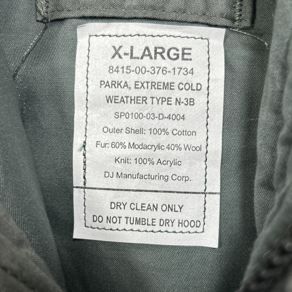 US Military N-3B Extreme Cold Weather Parka Jacket Snorkel Menโs Size X-Large - Picture 4 of 9